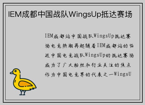 IEM成都中国战队WingsUp抵达赛场