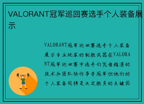 VALORANT冠军巡回赛选手个人装备展示