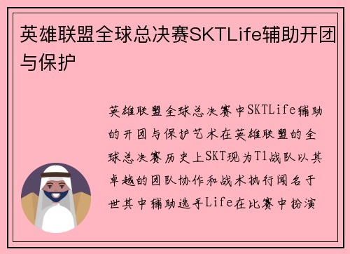 英雄联盟全球总决赛SKTLife辅助开团与保护